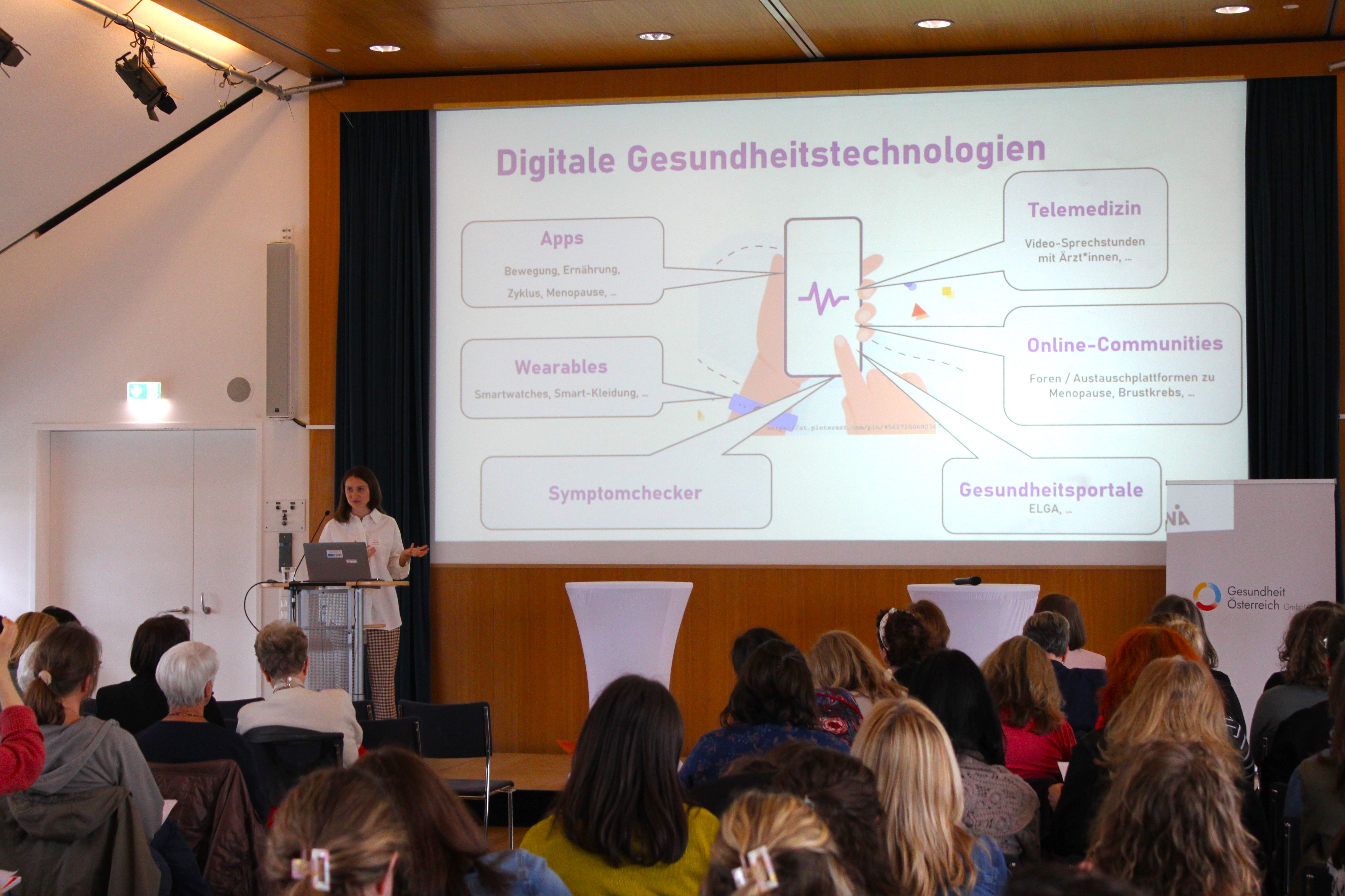 Vortrag zu digitalen Gesundheitstechnologien beim 8. FrauenGesundheitsDialog – Themen: Apps, Telemedizin, Communities und Wearables.