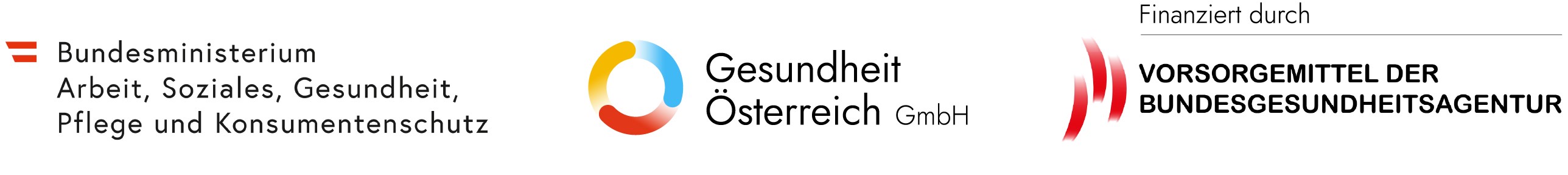 Logos von BMASGPK, GÖG, Vorsorgemittel der Bundesgesundheitsagentur