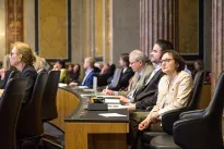 Blick Richtung Veranstaltungsteilnehmer:innen im Bundesrat.