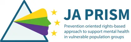 Logo JA PRISM -  stärkt psychische Gesundheit vulnerabler Gruppen.