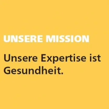 Gelber Hintergrund, Schrift drauf zu lesen. unsere mission der GÖG.
