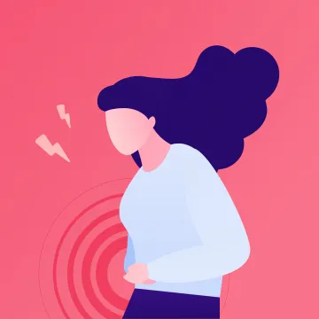 © tasty_cat - adobe.stock.com Grafik einer Frau, die Periodenschmerzen hat.