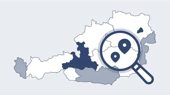 Österreichische Landkarte mit Projekten der GÖG.